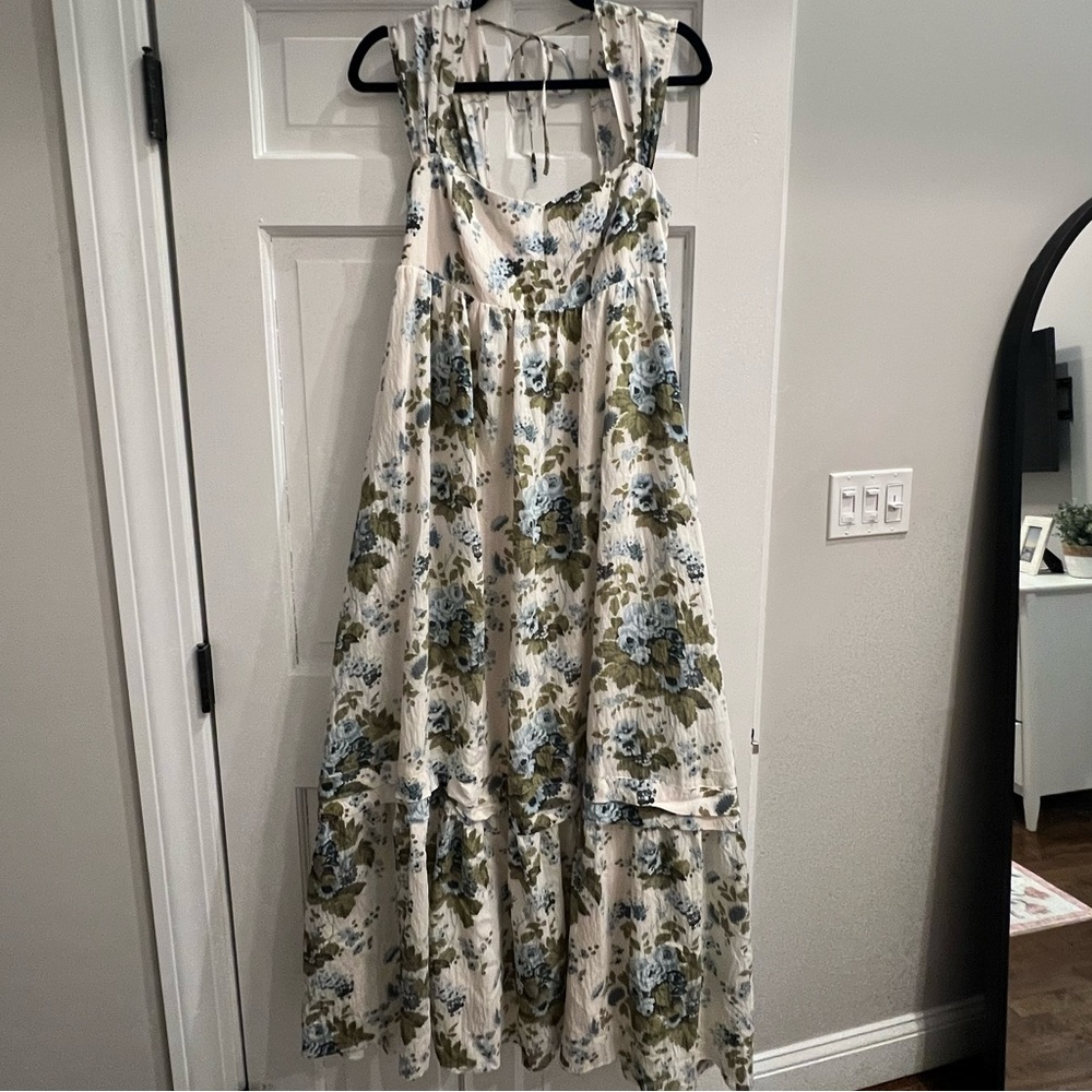 BNWT Anthropologie Tan Cream Halter Maxi Sundress